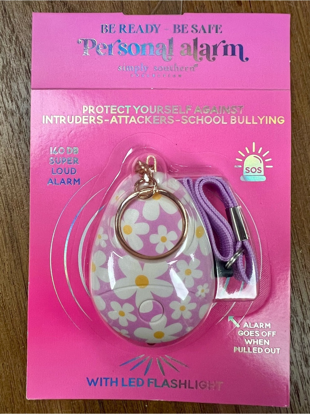 Simply Southern Pink Floral Personal Alarm with LED Flashlight NWT